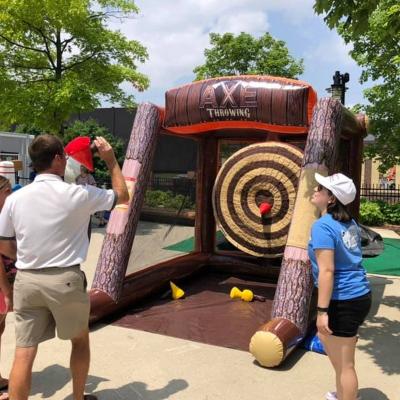 China Inflatable Battle Game Amusement Park Mall School PVC Sports Ax Throwing Interactive Game for Kids and Adults for sale