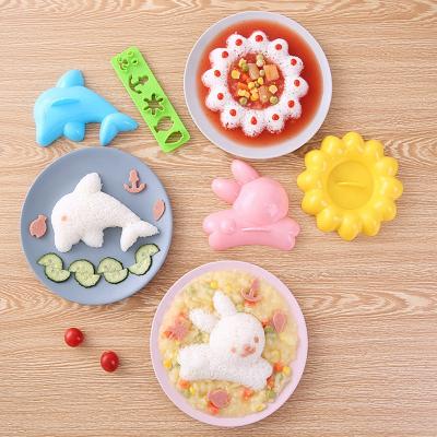 China Viable Rice Sushi Mold Tool Kit Cute Dolphin Rabbit DIY Sandwich Animal Plastic Tools for sale