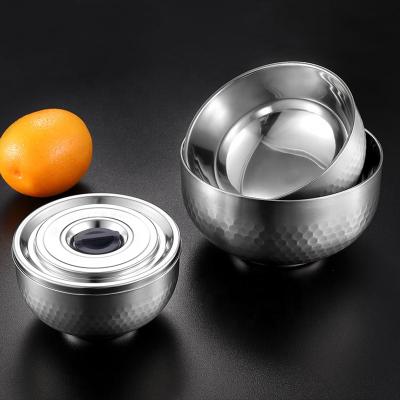 China Sustainable Bowl Travel Dinnerware With Lid Wholesale Food Fresh Sealed Reusable Double Layer Stainless Steel Accessories Kitchen for sale