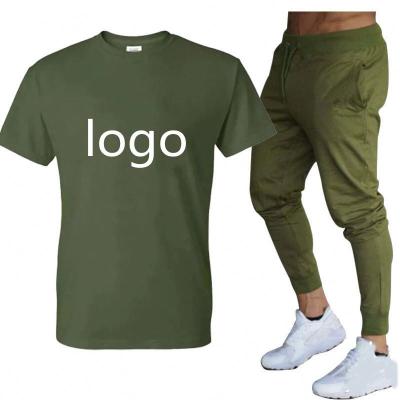 China Wholesale Custom QUICK DRY Full Body Fitness Gym Jogger Mens Sports Jogging Logo Tracksuit Set Plain Single Pants T-shirt Two-Piece Suit for sale