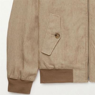 China 100% OEM Mens QUICK DRY Custom Harrington Throat Lock Canvas Button Up Jacket With Ribbed Cuffs Zip Tie for sale