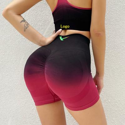 China Wholesale Custom Women's Anti-Wrinkle Stretch Abbreviations Hollow-out Embroidered Yoga Gym Shorts Sexy Hip Girls Plain Dyed Butt Shorts for sale