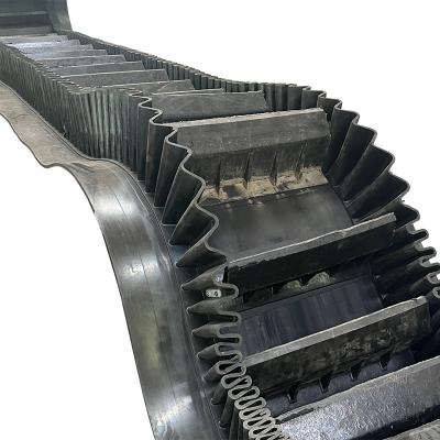 China Impact Resistance Factory PE Nn Abrasion And Side Wall Pattern Conveyor Belt Industrial Rubber Conveyor Belt For Dip Angle Tilt Inclination Belt Conveyor for sale