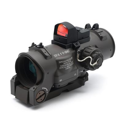 China DR 1x-4x Aluminum Alloy Fixed Dual Function Scope Optics Red Light Scope With Red Dot Sight For Hunting Shooting With Rubber Covers for sale