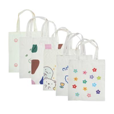 China Reusable Recycle OEM Organic Custom Printed Cartoon Cute Print Large Recycle Large Organic Cotton Canvas Bags Reusable Grocery Tote Bag for sale