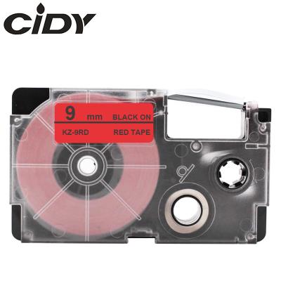 China Casio Label Cassette Waterproof Black On Red 9mm XR-9RD 100% Compatible Label Tape For Casio Label Printers for sale