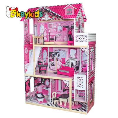 China Pretend play toys 2019 TOP selling simulation wooden dollhouse set for W06A101 wholesale for sale