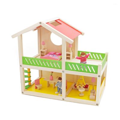 China Cartoon Toy 2019 Top Selling Creative Children Wooden Dollhouse Set For W06A259 Wholesale for sale