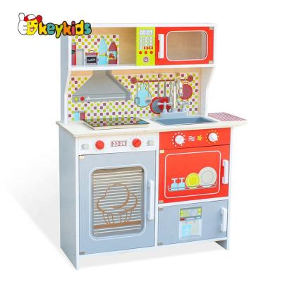 China Pretend play toys 2019 new design children play wooden toy kitchen with accessories W10C386 for sale