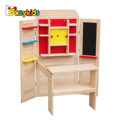 China Pretend Play Toy New Arrival 2 In 1 Wooden Puppet Theater And Market Stall Toy For Children W10A078 for sale