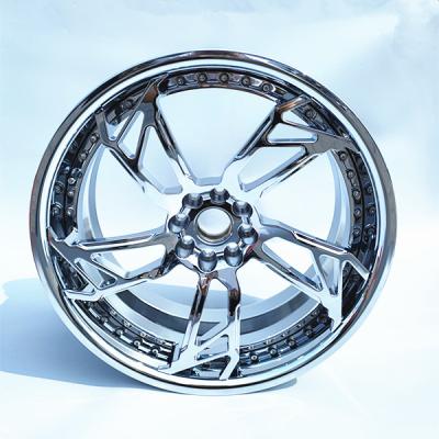 China ALLOY Type HOT Forged 2 Piece Alloy Wheel Rim Wheel 18 20 21 Inch Chrome Duo Color Car Rims Factory Sale Custom Car Rims for sale