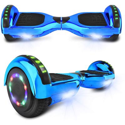 China Automatically Smoothly 2021 Electric Smart Self Balancing Scooter Chrome Color Hover Board LED 6.5 Inches Wheels Lights For Kids Adults Safety Certified for sale