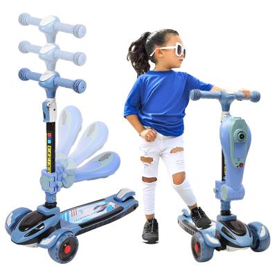 China Kids Toys 2021 Kick Scooters Kids 2-8 Years Height Adjustable Foldable Scooter Seat LED Light Removable Wheels Outdoor For Boys/Girls for sale