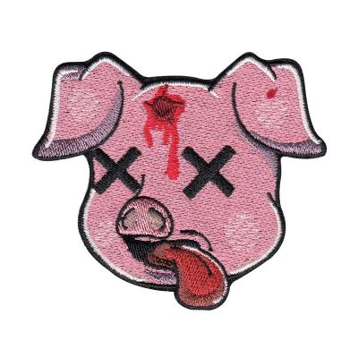 China Sustainable Creative Design Pig Animal Iron Embroidery Patches For Apparel No Minimum for sale