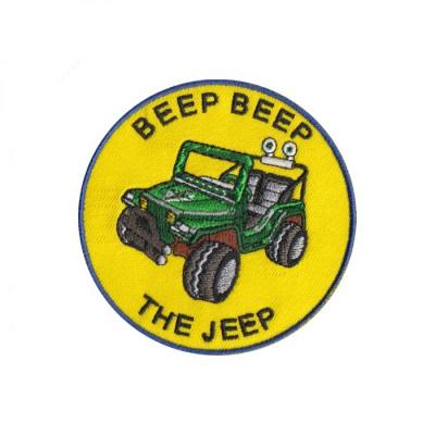 China Viable Custom Jeep Car Logo Creative Design Iron Embroidery Patches For Garment for sale