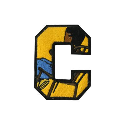 China Letter C Viable Creative Design Custom Iron Chenille Embroidery Patch For Garment for sale