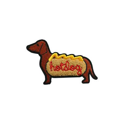 China Dachshund Dog Animal Creative Design Custom Iron Chenille Embroidery Patch For Kids for sale