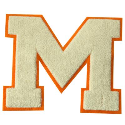 China High Quality Letters M Creative Design Custom Iron On Chenille Patch For Garment for sale