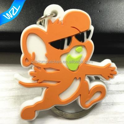 China 2D most popular advertising brand logo OEM cheap soft PVC 2D rubber keychains for sale