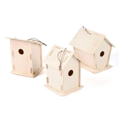 China Unfinished Paintable Wooden Bird House from KIDSTUDIO DIY Aviary Kits (Bulk Set of 12) for Kids to Build WD33 for sale