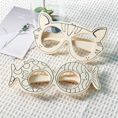 China Manual Crafts Cartoon DIY Handmade Wooden Children's Toys Embryo Embryo Glasses for sale