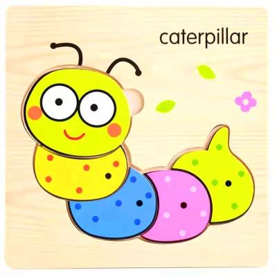 China Cartoon Toy Early Educational For Children Gift Toys Cartoon 3d Wooden Animal Puzzles Wooden Puzzle for sale