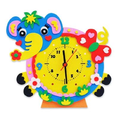 China DIY EVA Battery Clock Learning Education Manual Puzzle Toys Children Baby 3D Clock Children Handmade Craft for sale