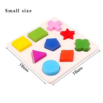 China Montessori Educational Early Childhood Kids Toy High Quality Stereoscopic Shapes Puzzle Wooden Geometry Toys for sale