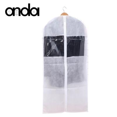 China Eco-friendly and economical wholesale zipper pocket window bag garment dress suit long clothing cover with transparent accept customized logo for sale