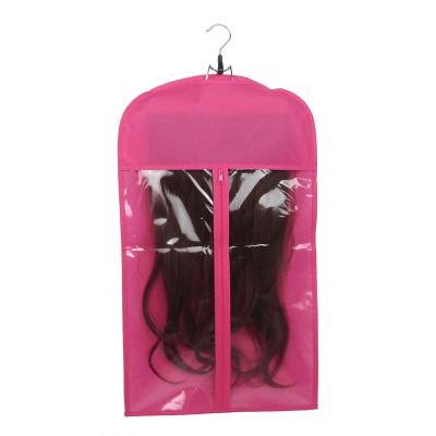 China Eco-Friendly and Economical Portable Wig Hair Extensions Folding Nonwoven Dust Proof Hanger Storage Bags Accept Customized Logo for sale