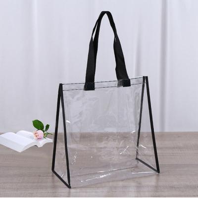 China Transparent PVC Tote Bag Waterproof Handbag Travel Clear Eco-Friendly And Economical Beach Bag Women Fold Over Accept Logo Customized Color Customized for sale