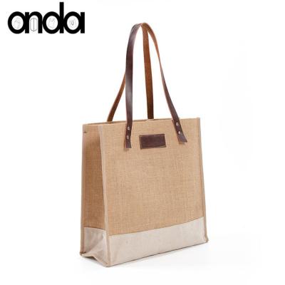 China Wholesale Printing Custom Shopping Handled Burlap Handbags Jute Sack Tote Bag for sale