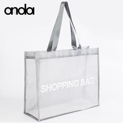 China Custom Printing Bridesmaid Handled Tote Bag Polyester Mesh Shopping Bags for sale