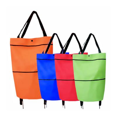 China Lightweight Handled Trolley Wheel Folding Bag Non Woven Foldable Shopping Trolley Luggage for sale