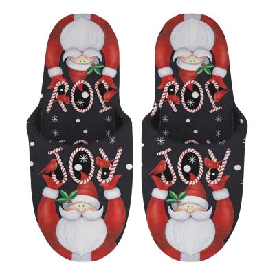 China 2022 fashion trend Merry Christmas tree decoration pattern shoes indoor fur flat slippers for women making print flat sandals on request for sale