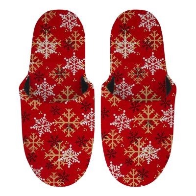 China Fashion Trend Bedroom Slippers Winter Christmas Fur Sandals New Year Snowflake All Over Print Christmas Decor Ornament Wholesale for sale