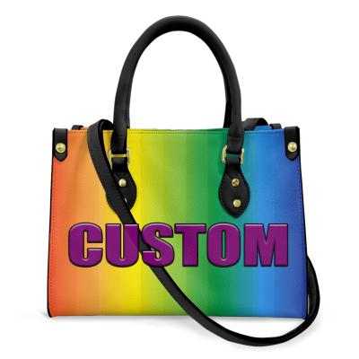 China Fashion POD Leather Bag Tote Handbags Etsy Amazon Hot Customize Logo/Design/Texts/Photo PU Selling Dropshipping Print On Request Women Bag for sale