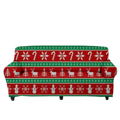 China Comfort Sofa Covers Red Green Mixed Elastic Breathable Magic Jerk Off Customize Logo / Photo Sublimation Printing Xmas Decor Idea Christmas Home Decor Supplier for sale