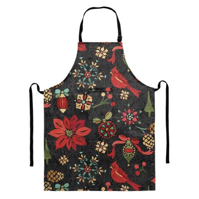 China Red Drink/Food Apron Panel Trucks Presents Trees Rabbits Winter Holiday Collage Red Kitchen Cooking Christmas Tree Apron Santa Claus Printing for sale