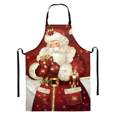 China Drink/Food Wholesale Custom Christmas Canvas Apron Black Strap Supplies Apron For Cooking Print Kitchen Red Elk Snowman Truck Home Apron for sale