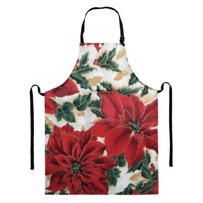 China Retro Drink/Food Apron Industrial Kitchen Truck Red Car with Snowflake Christmas Tree on Rustic Wood Art Apron for Cooking Red Kitchen Apron for sale