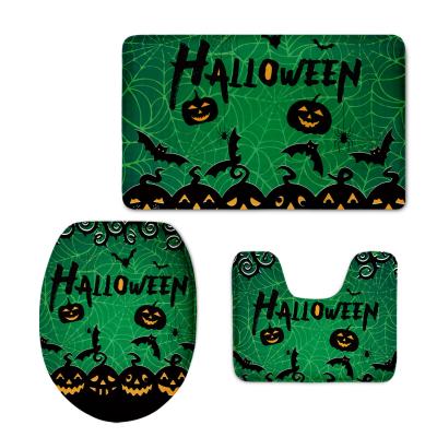 China Sustainable Bathroom Rug Set 3 Piece Halloween And Pumpkin Pattern Designer Bathroom Rugs Sets Customized Bathroom Rugs Set Of 3 Piece Rugs for sale