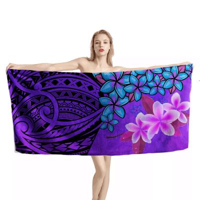 China Compressed Polynesian Tribal With Plumeria Bath Towel 100% Cotton For Women Cotton Bath Towel Custom Ultra Soft Luxury For Bathroom for sale