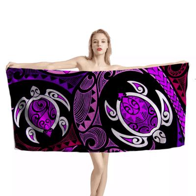 China Compressed Polynesian Tribal With Plumeria Bath Towel 100% Cotton For Women Cotton Bath Towel Custom Ultra Soft Luxury For Bathroom for sale