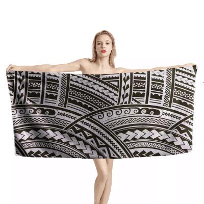 China Compressed Hotel SPA Bath Towel Tattoo Pattern Polynesian Tribal Bath Towel OEM Custom Design Daily Use Hotel Bath Towels 100% Cotton for sale