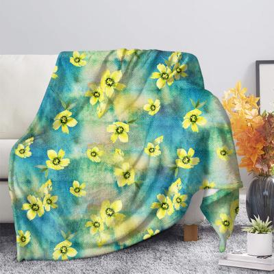 China Wholesale Anti-static Flower Tie Dye Pattern Mixed Blanket 3D Flannel Sublimation Printing Home Decor Sofa Blankets Tie-Dye Throw Blanket for sale