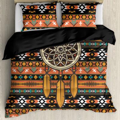 China Anti-Static Black African Tribal Geometric Comforter Sets Luxury Striped Quilting Bed Sheet Hotel Bedding Set Wholesale Bedclothes Set for sale