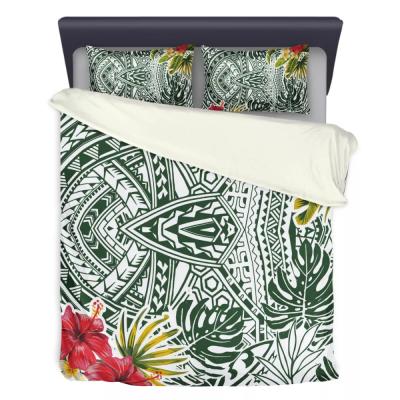 China Samoa Polynesian Boho Anti-Static Duvet Covers Summer Hibiscus Pattern Polyester Customized Design Bed Set Queen Size Beding Set Duvet Cover for sale