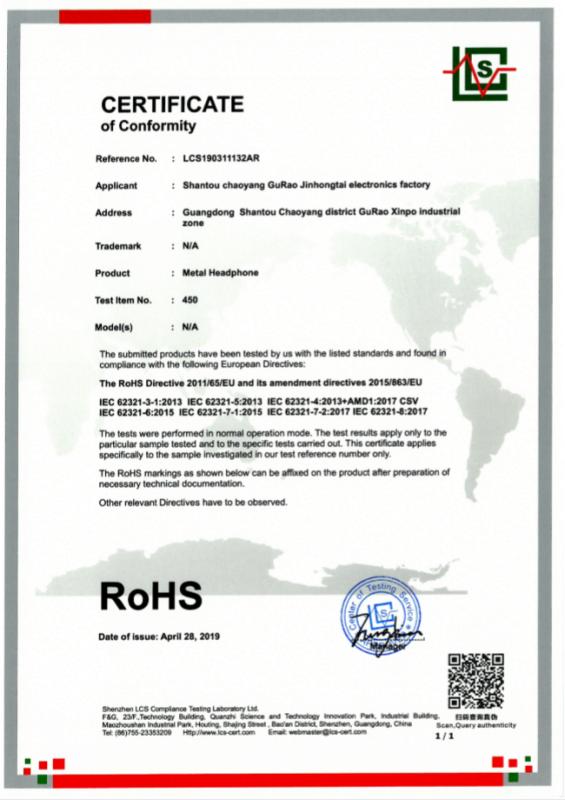 RoHS - Shantou Chaoyang Gurao Kinghot Electronics Factory