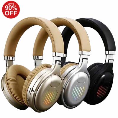 China 2021 Foldable LED Headband LED Light Wireless Earphone Design Gold Color FM Headset for sale